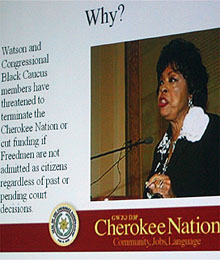 A slide from Cherokee Nation Chief Chad Smith's presentation at Federal Bar Association's 33rd annual Indian law conference in Albuquerque, New Mexico. April 11, 2008.