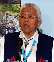 National Congress of American Indians President Joe Garcia delivers the State of Indian Nations address at the National Press Club in Washington, D.C. January 31, 2008. Photo NSM.