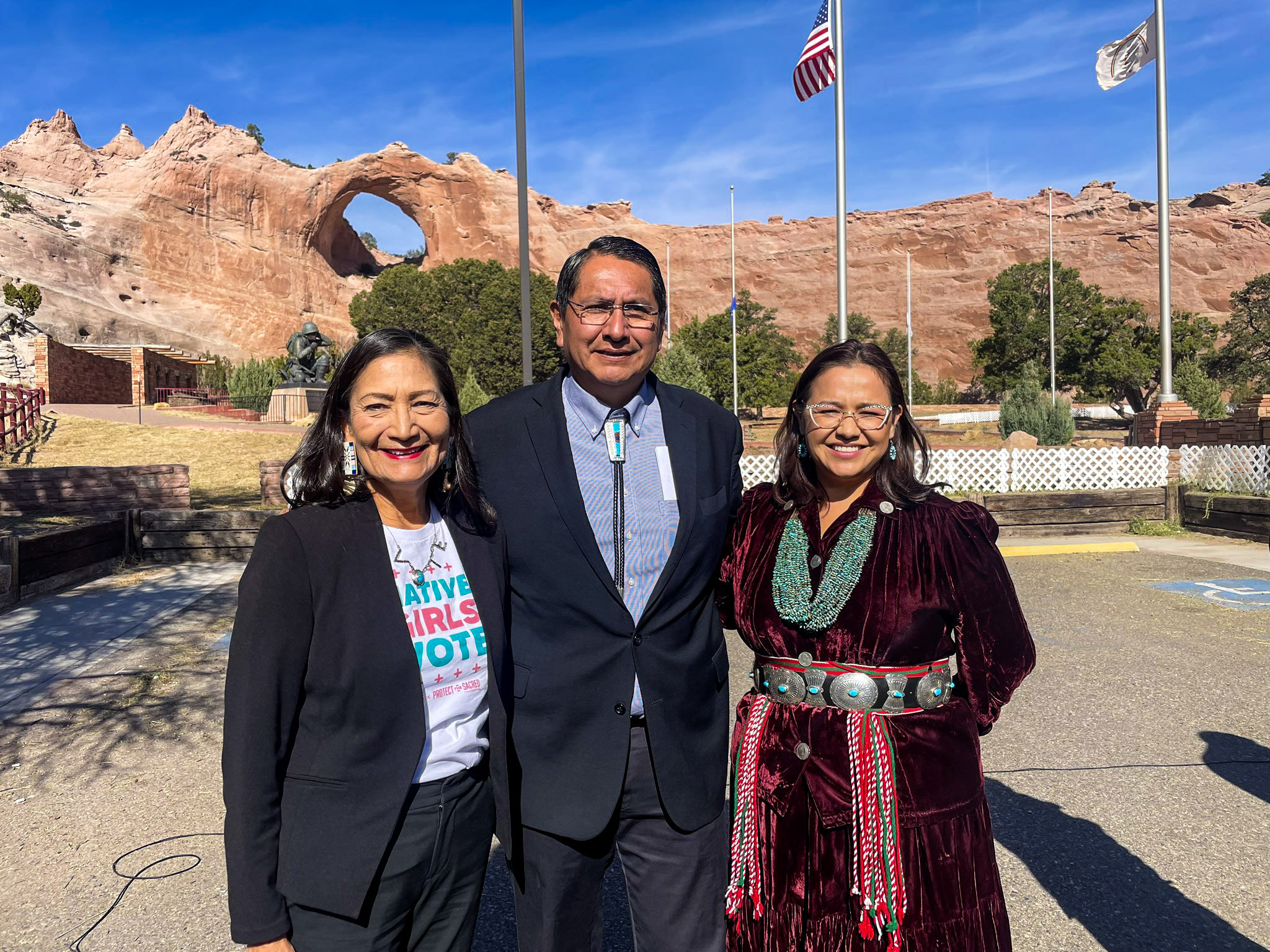 Deb Halaand, Jonathan Nez and Clara Pratte