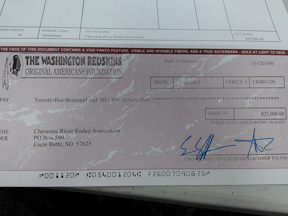 Cheyenne River Sioux Tribe rejects $25K check from NFL team