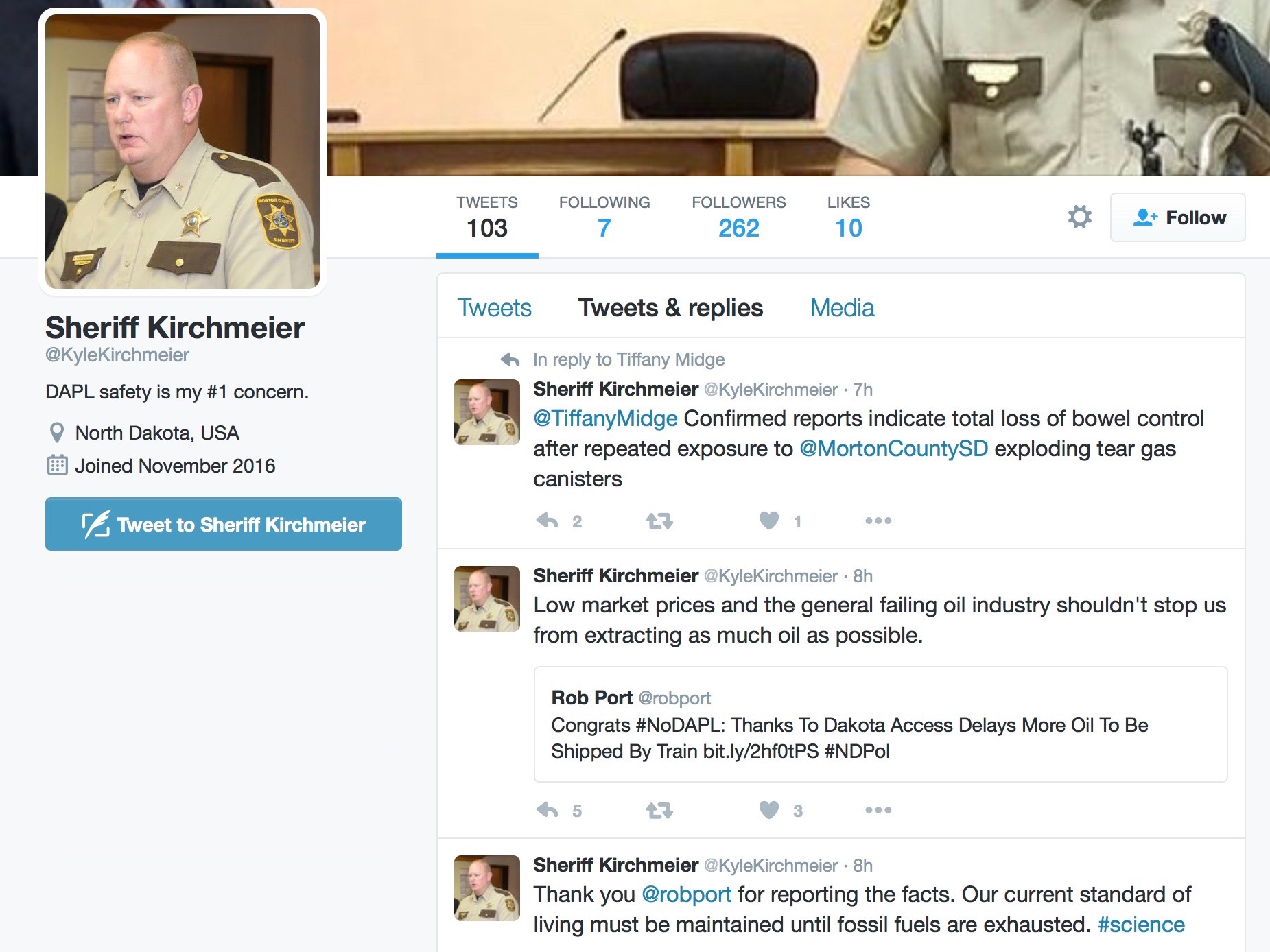 North Dakota county wants 'Sheriff Kirchmeier' account off Twitter