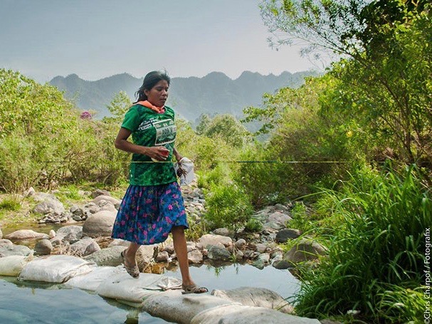 Native woman in skirt and sandals wins ultramarathon in Mexico