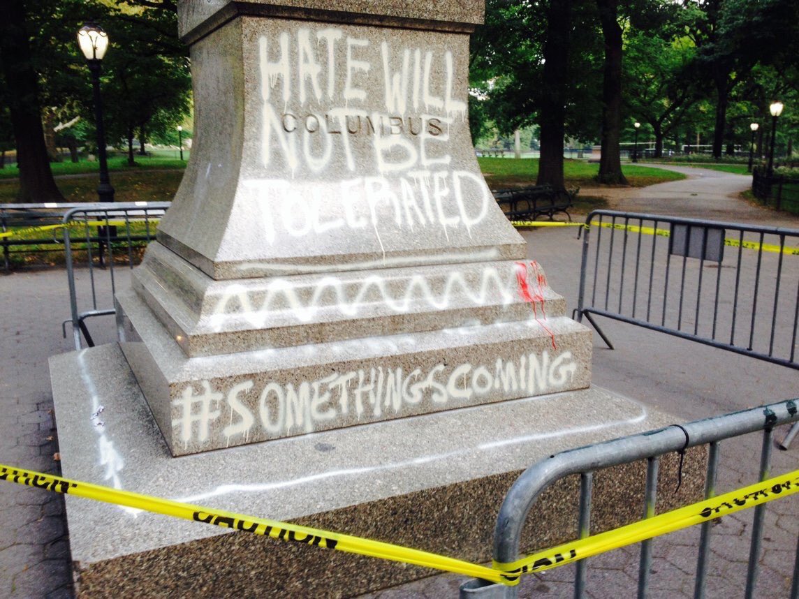 Columbus statue in New York City vandalized amid review of 'symbols of hate'