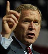 WEEK IN REVIEW: President Bush campaigns in South Dakota. November 3, 2002. Photo AP.