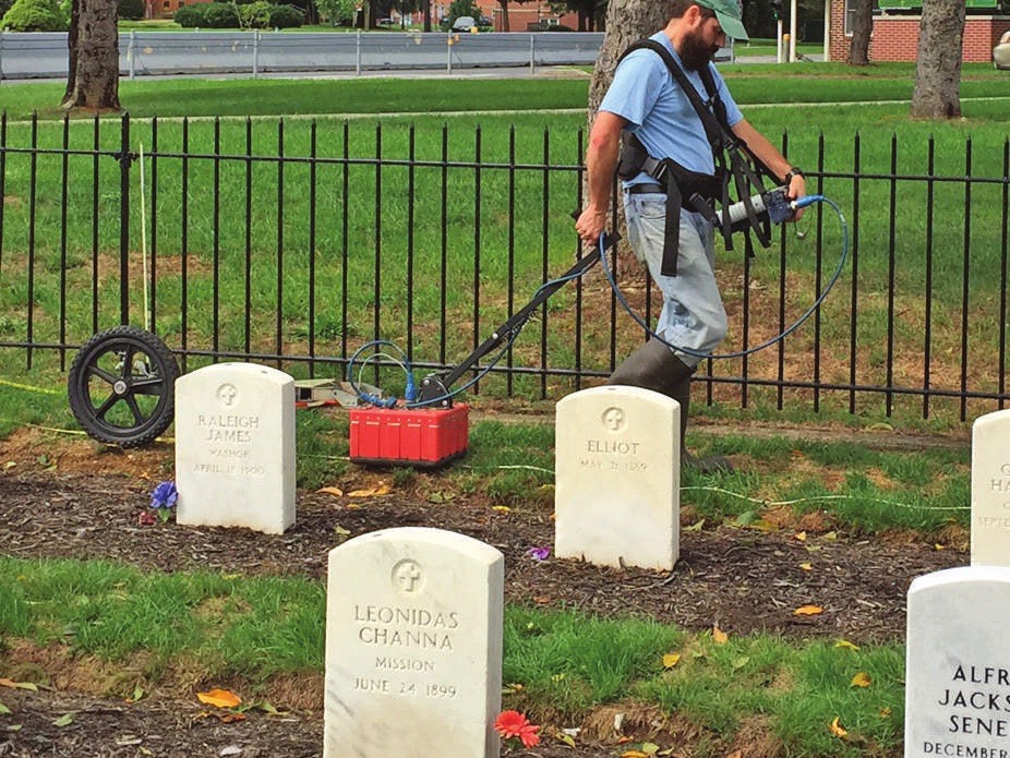 A ground radar survey of the Carlisle Barracks Post Cemetery was used to gather more information about the tribal youth who died while attending the Carlisle Indian Industrial School in Pennsylvania. Photo: Army National Military Cemeteries