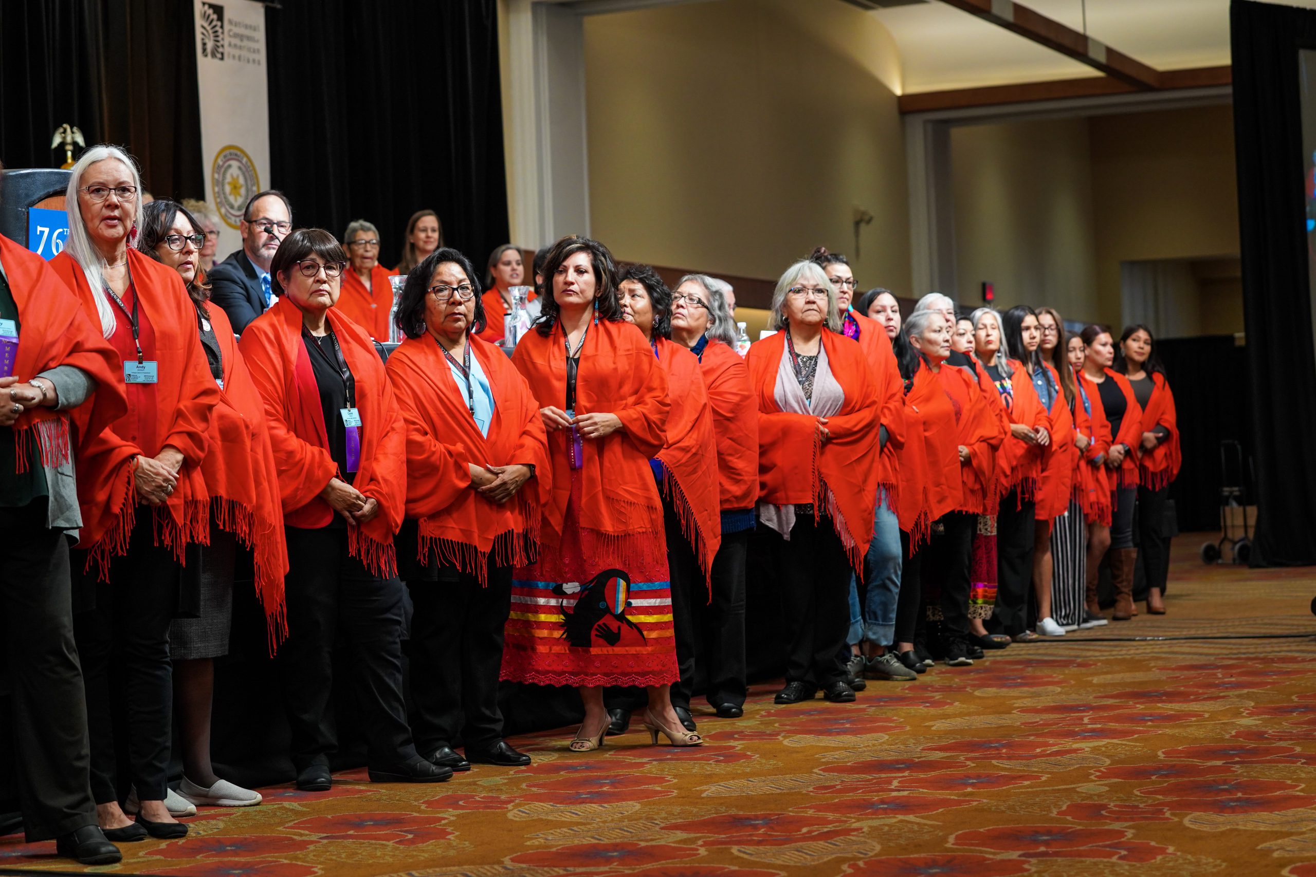 Native Women in Red Shawls
