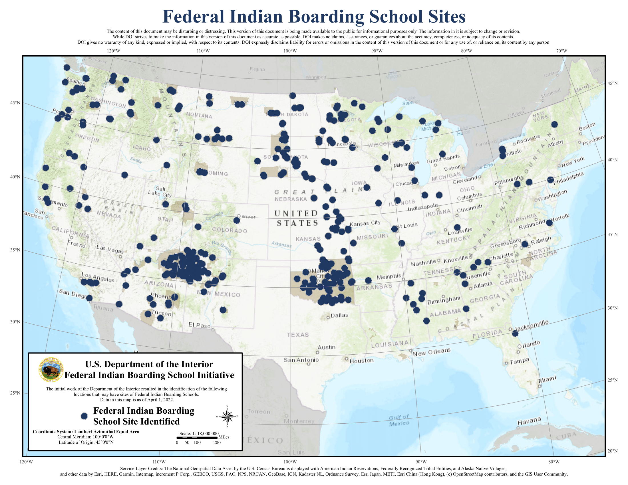 Maps of Federal Indian Boarding School Sites