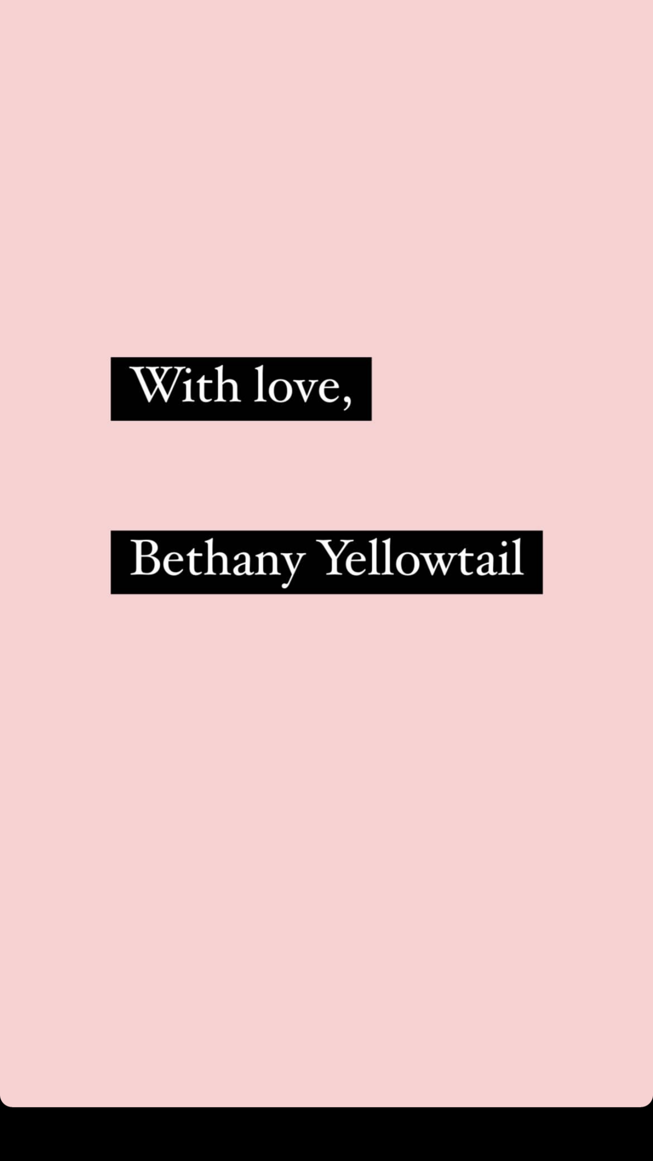 Bethany Yellowtail on Instagram