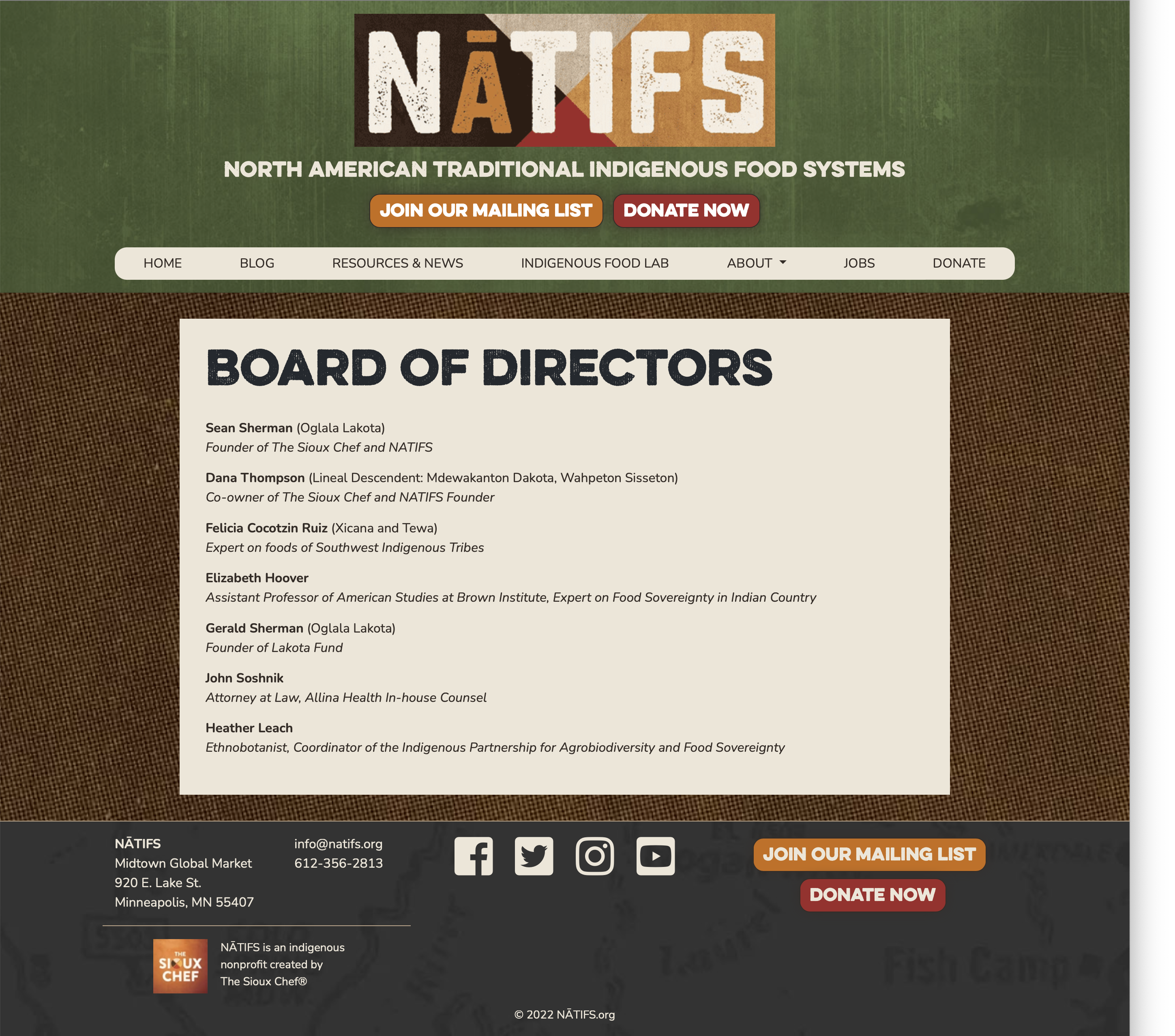 NATIFS Board of Directors