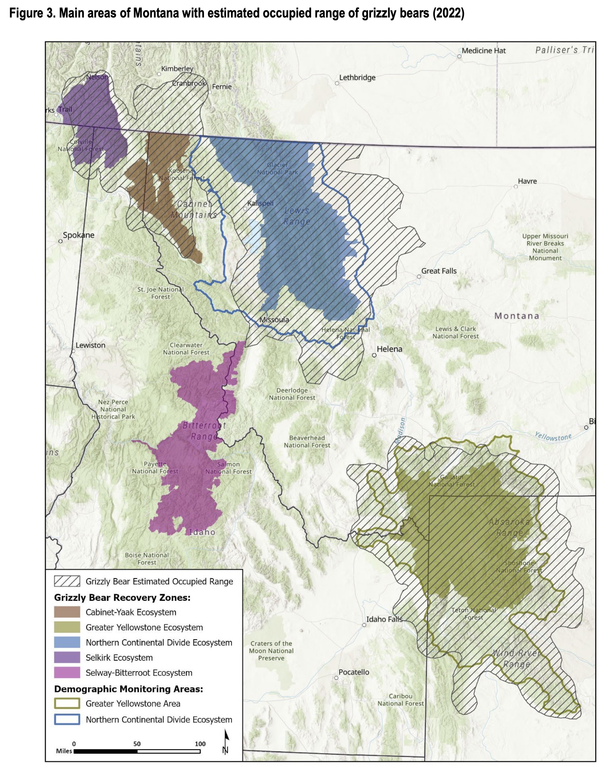 Grizzly Bear Range in Montana