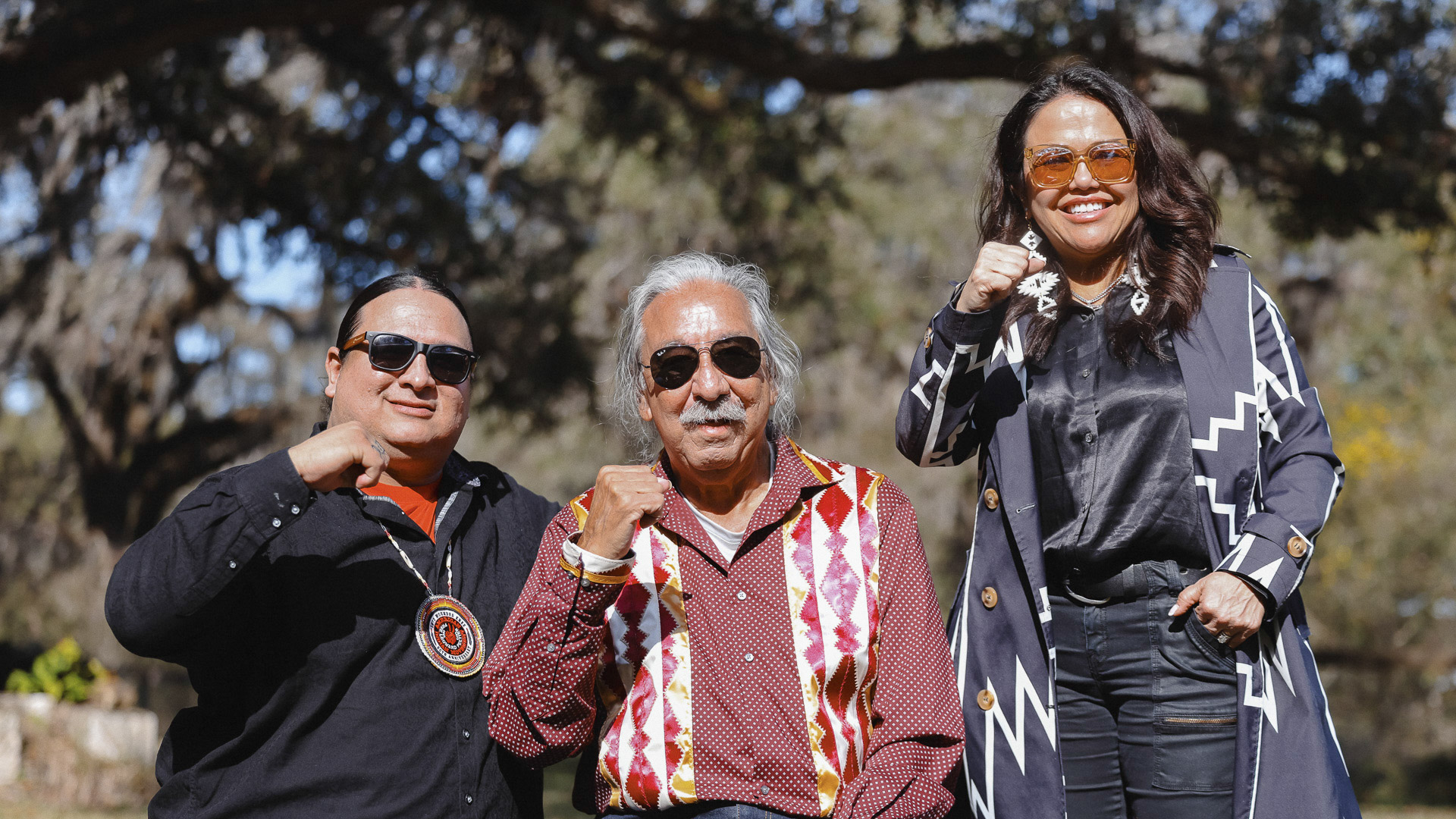 Nick Tilsen, Leonard Peltier and Holly Cook Macarro