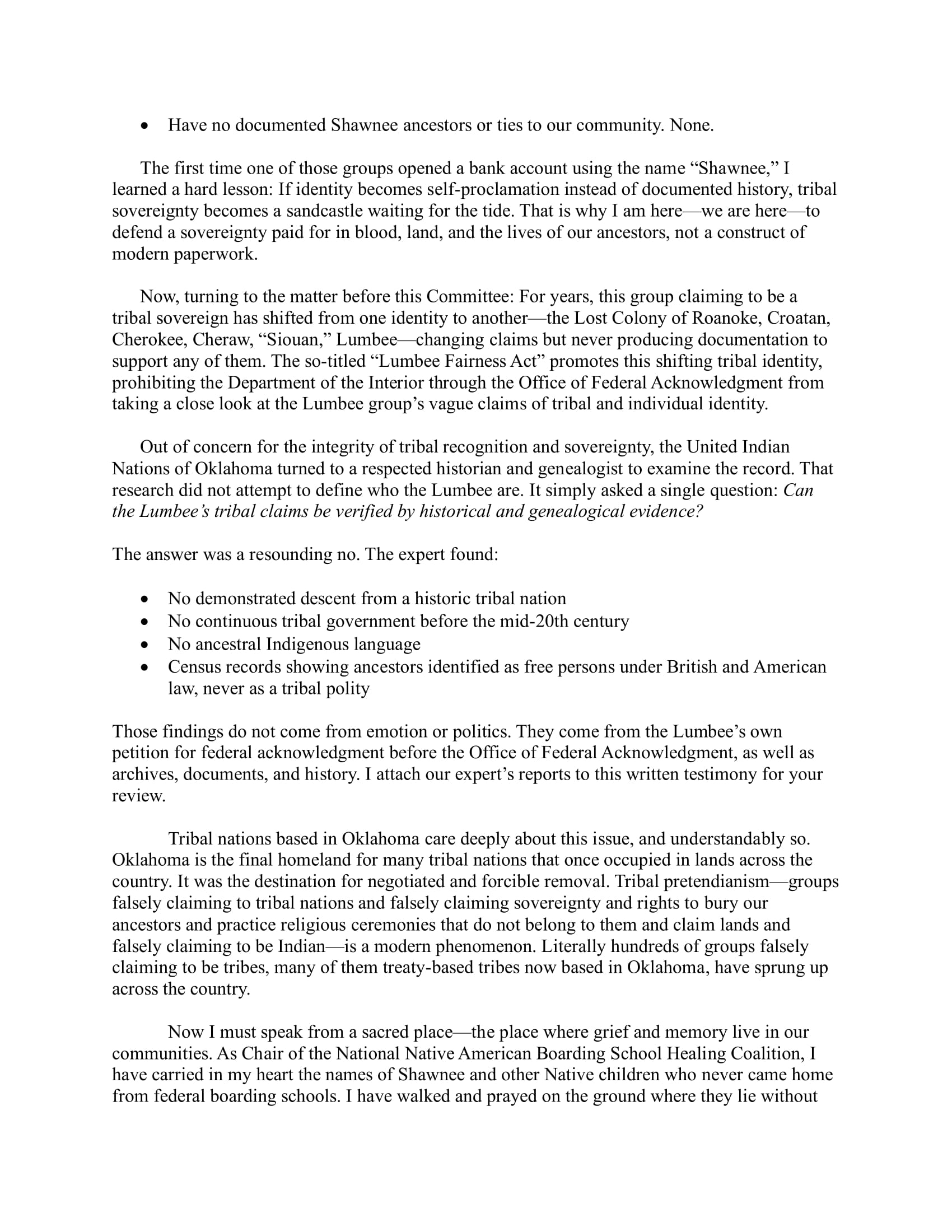 Testimony: Ben Barnes