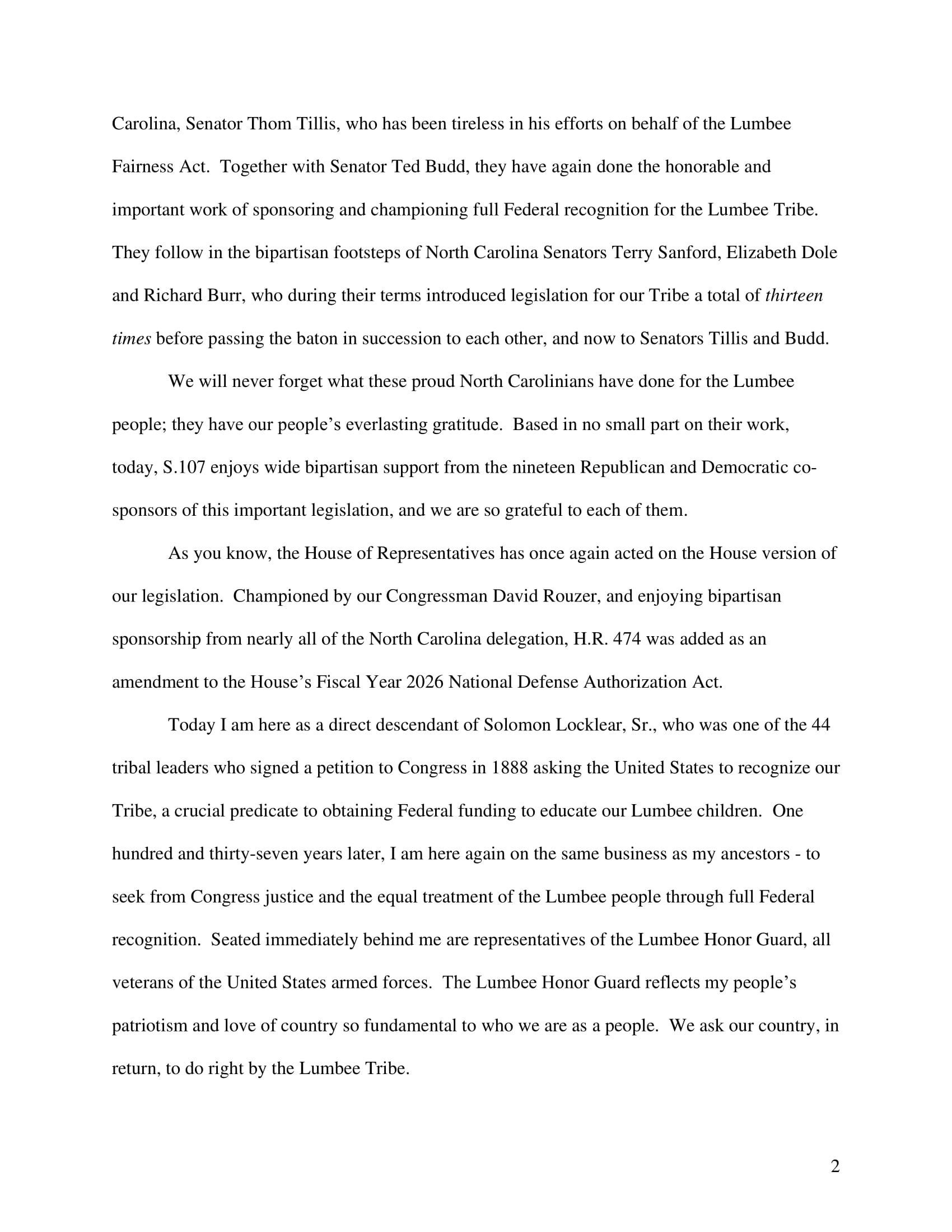 Testimony: John Lowery