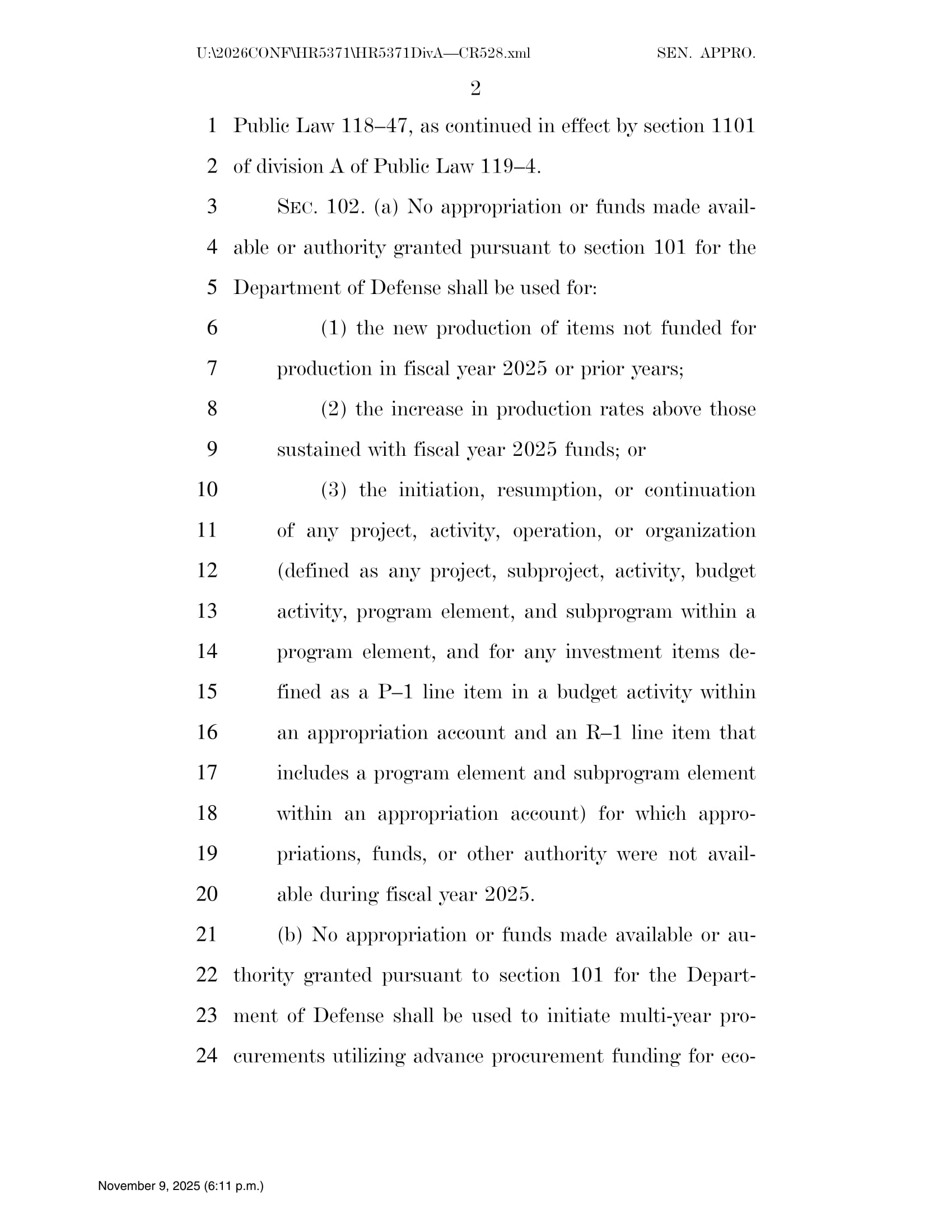 Continuing Appropriations Act, 2026