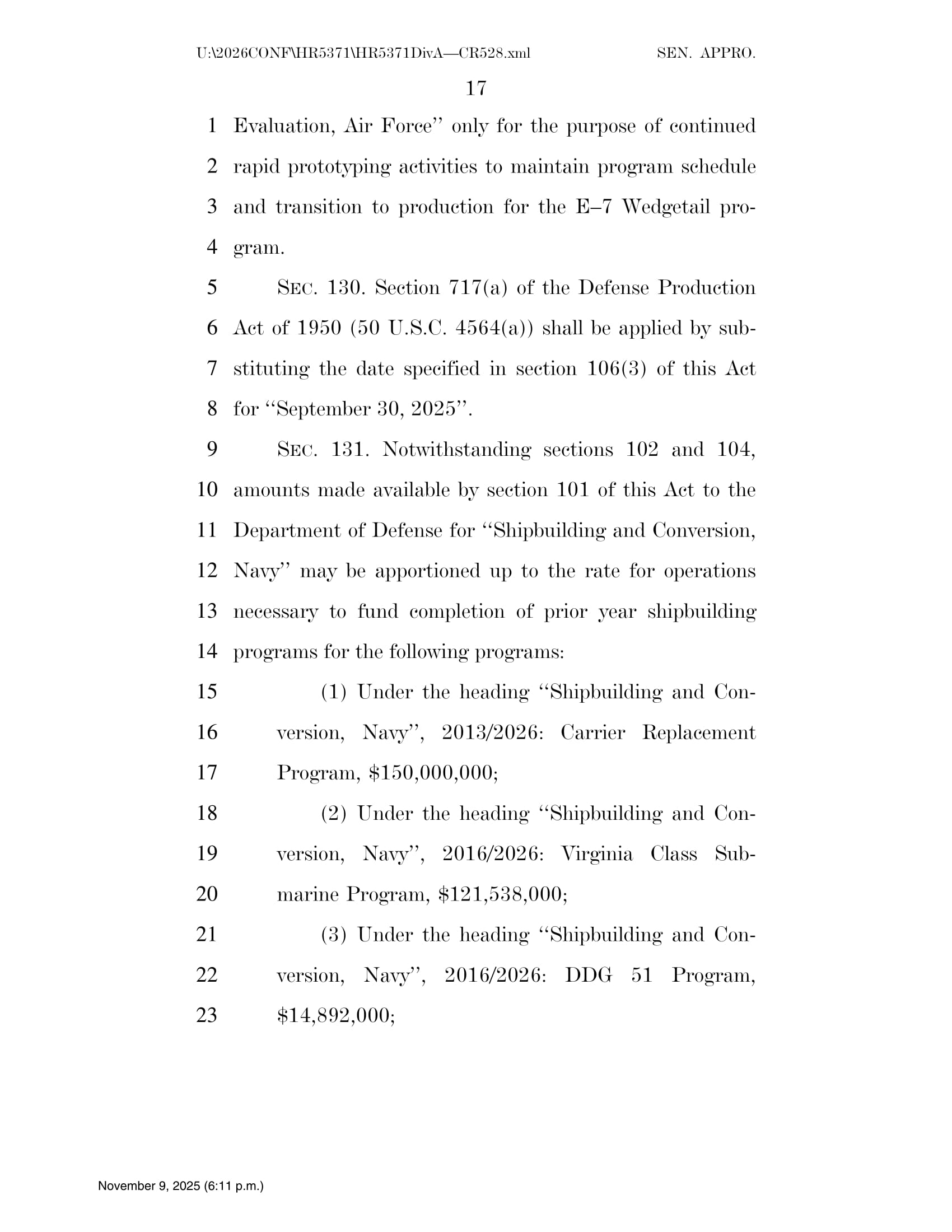 Continuing Appropriations Act, 2026