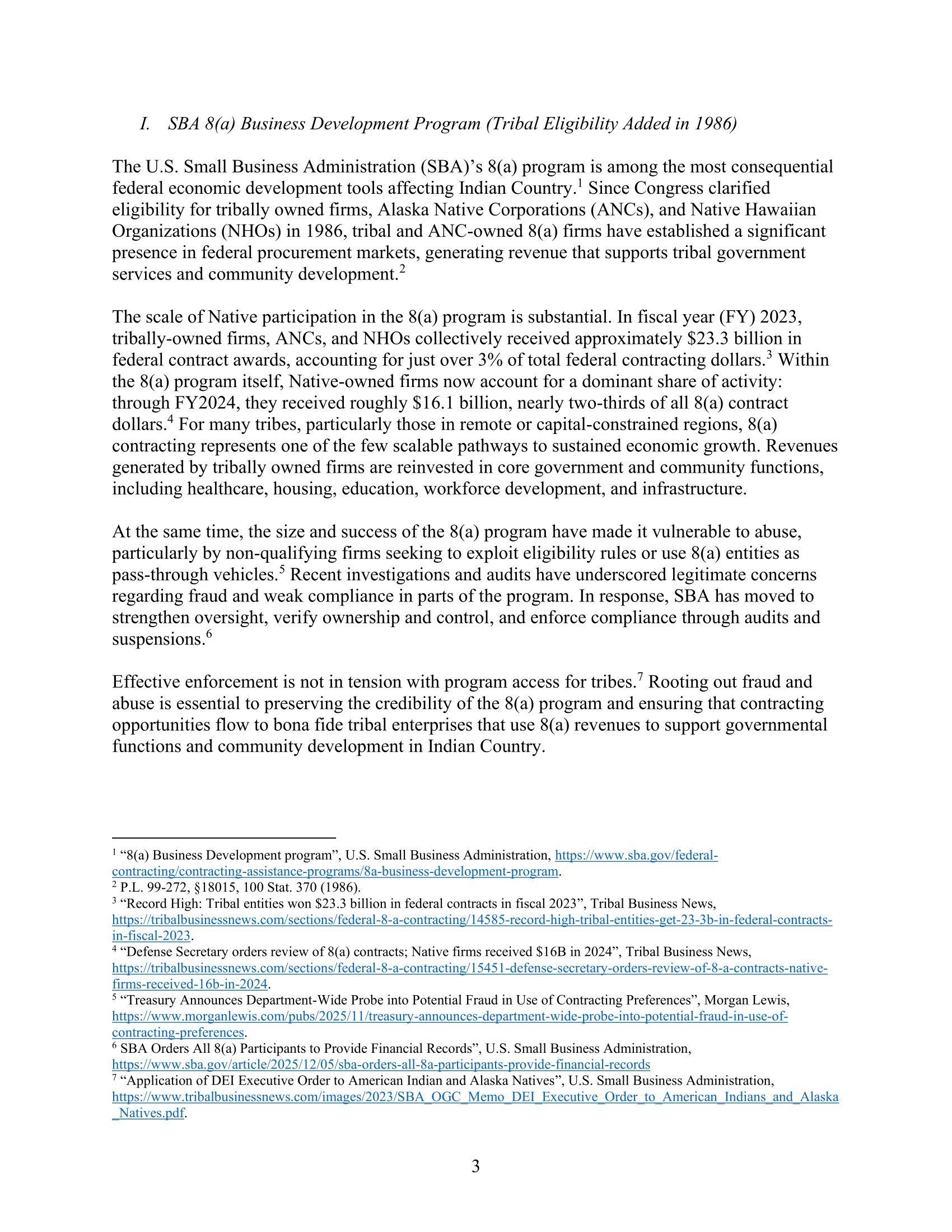 Hearing Memo: Making Federal Economic Development Programs Work in Indian Country