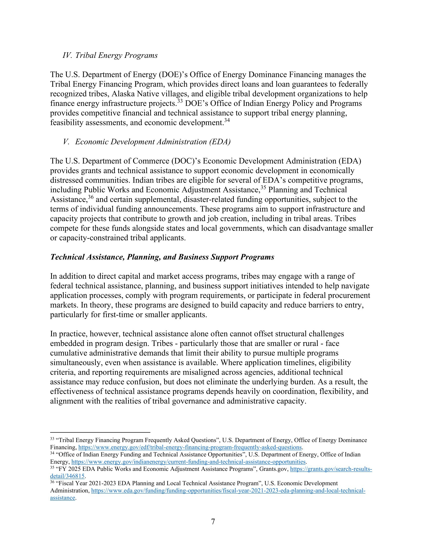 Hearing Memo: Making Federal Economic Development Programs Work in Indian Country