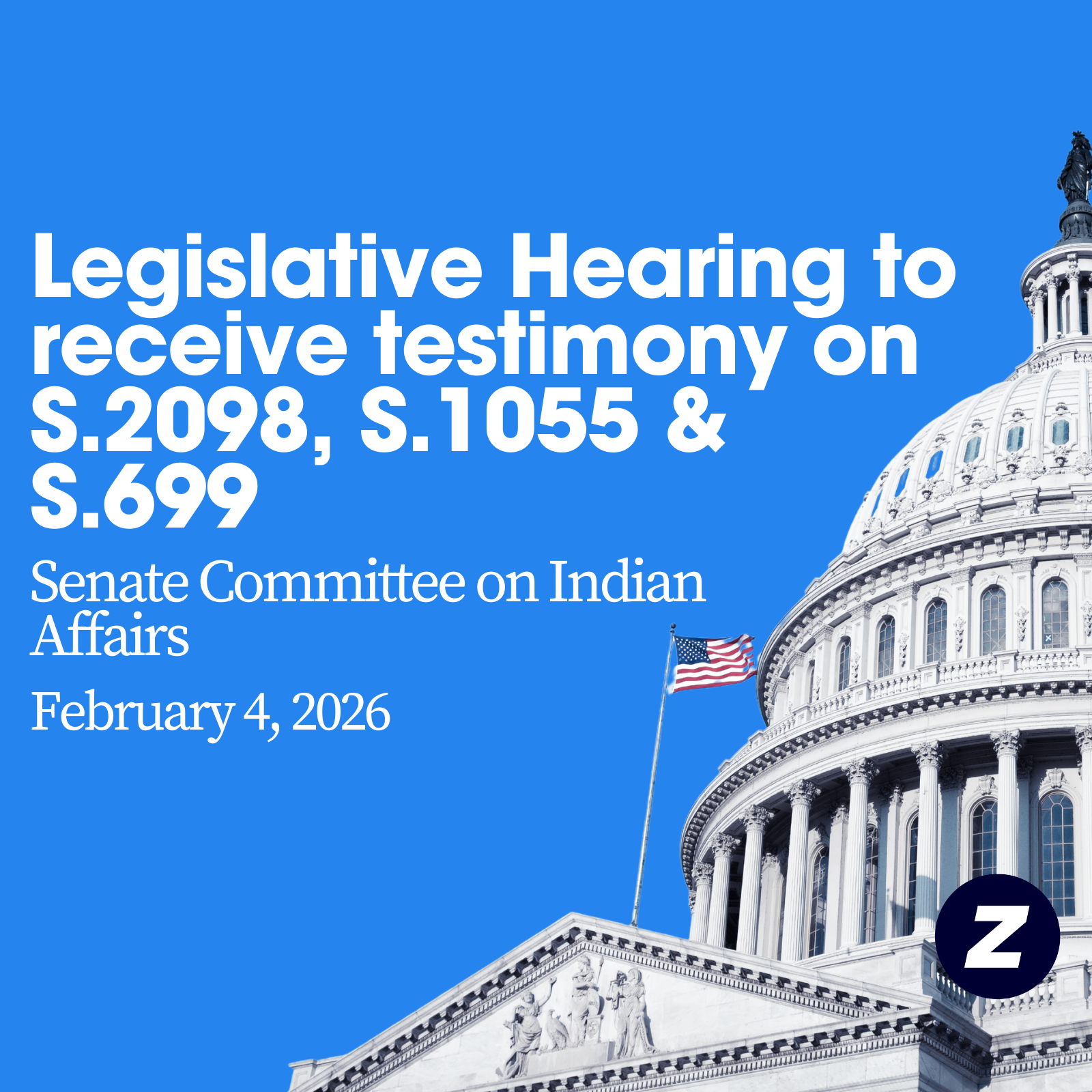 Legislative Hearing to receive testimony on S.2098, S.1055 & S.699