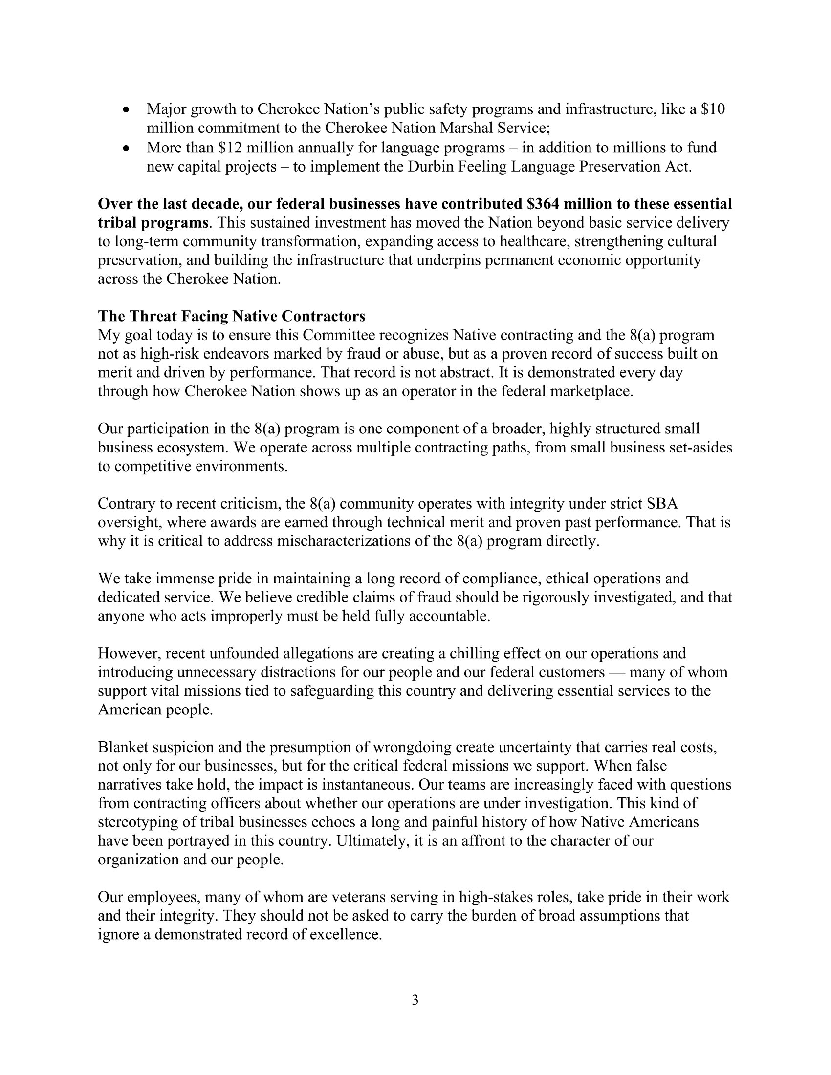 Testimony: Chuck Hoskin Jr.