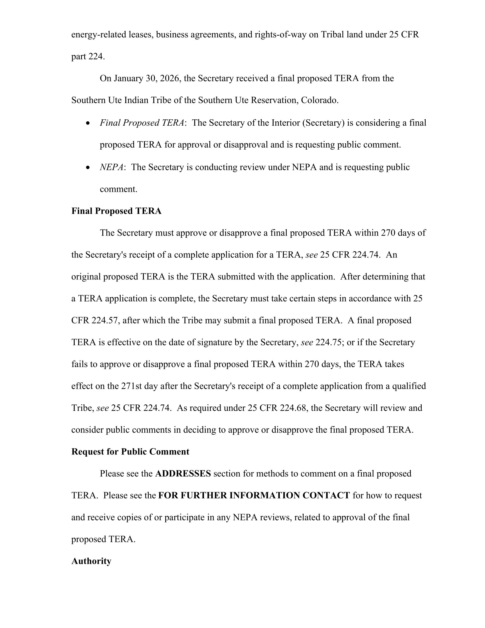 Tribal Energy Resource Agreement: Indian Energy Service Center; The Southern Ute Indian Tribe of the Southern Ute Reservation, Colorado