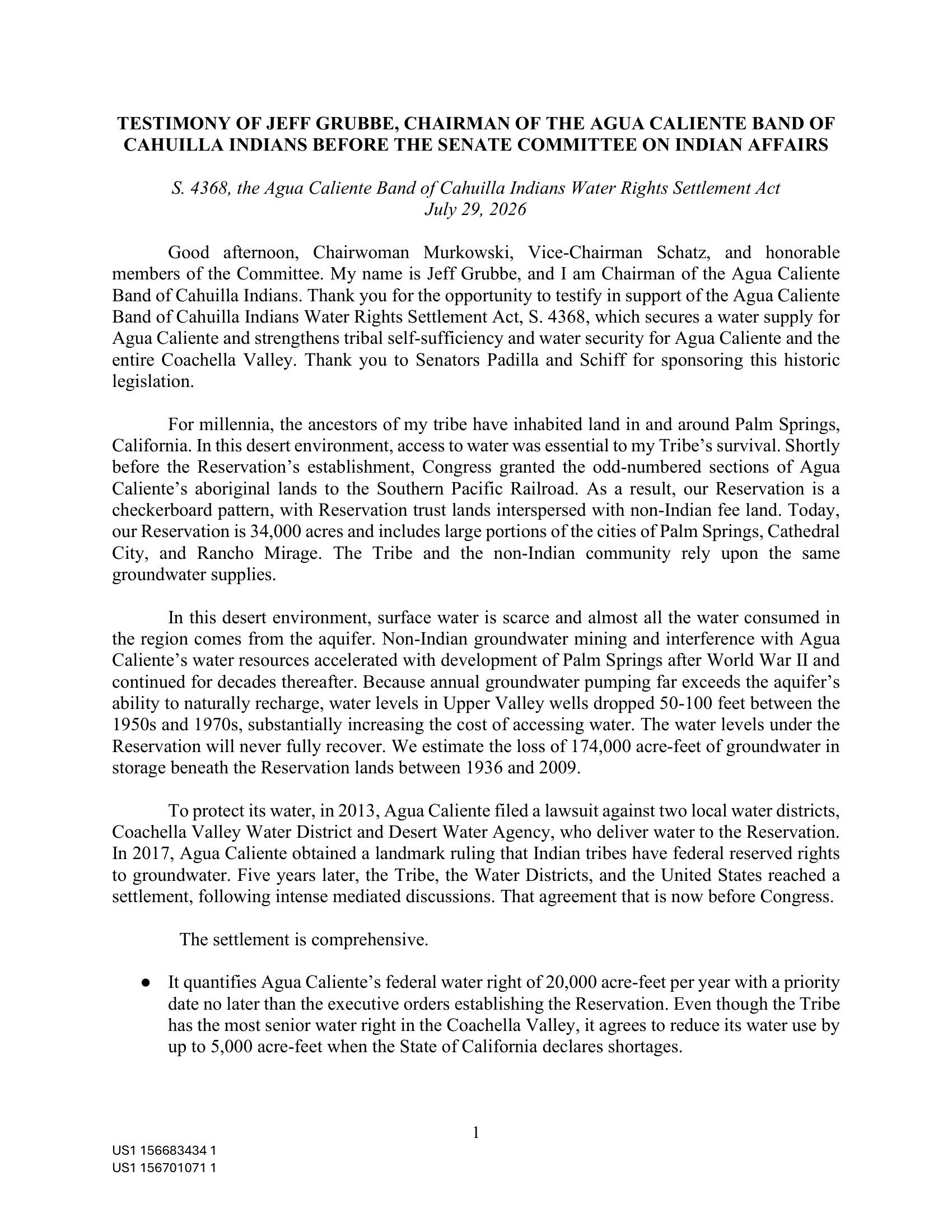 Testimony: Jeff Grubbe