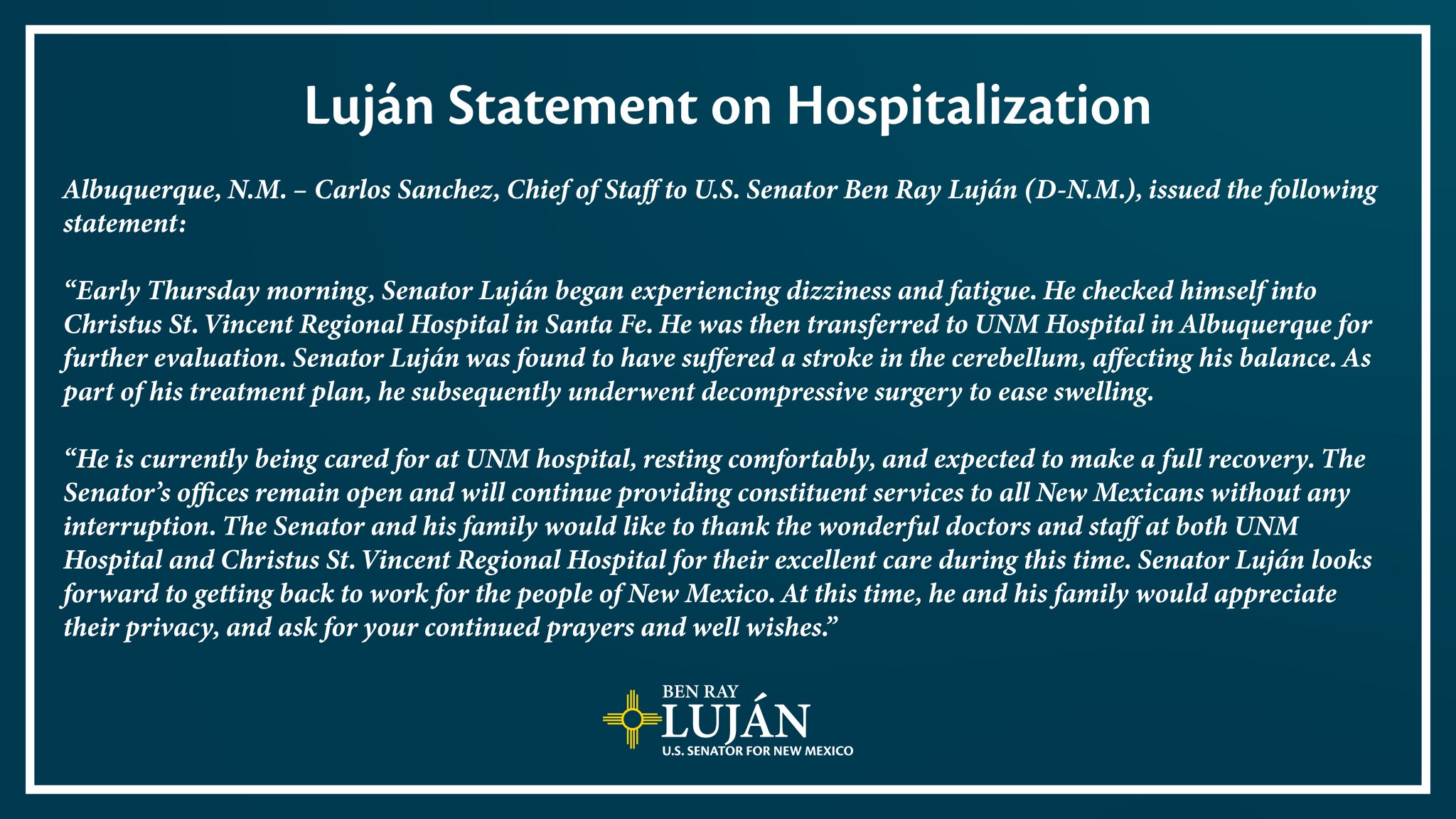 Senator Ben Ray Luján (@SenatorLujan) on X
