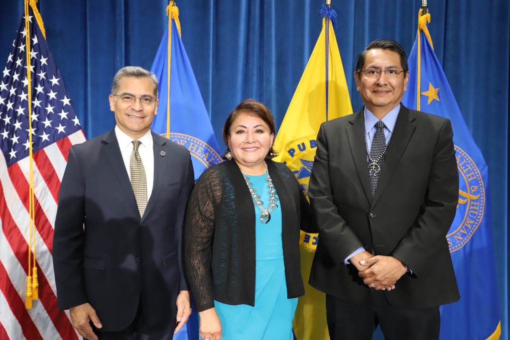 Xavier Becerra, Roselyn Tso and Jonathan Nez