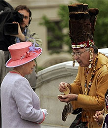 Chief William  Miles of the Pamunkey Tribe of Virginia and Queen Elizabeth II